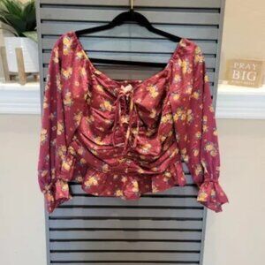 Ley den Wine floral crop top size Large NWT